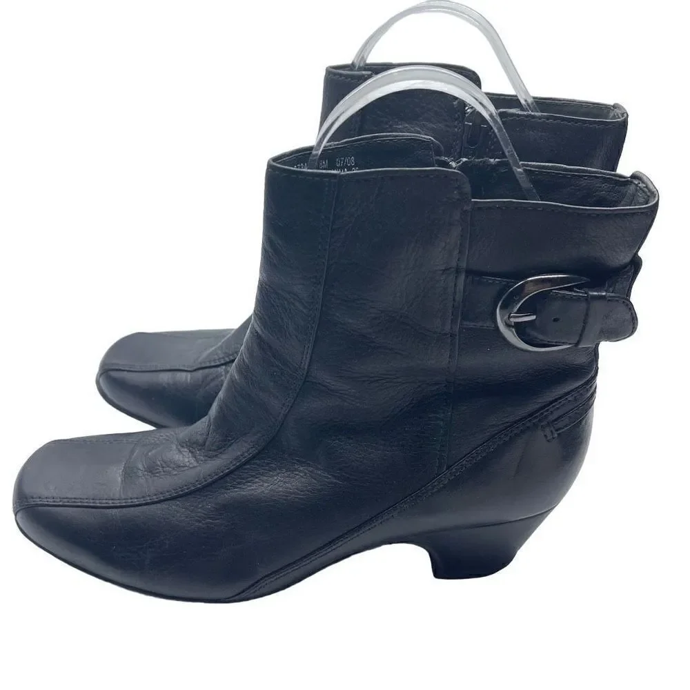 Clarks Artisan Women's Mid Calf Boots Shoes Heeled Leather Black Size 8